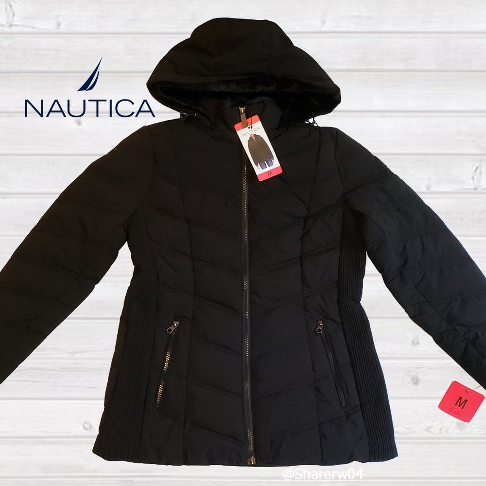 Nautica Ladies Stretch Puffer Jacket Black Large